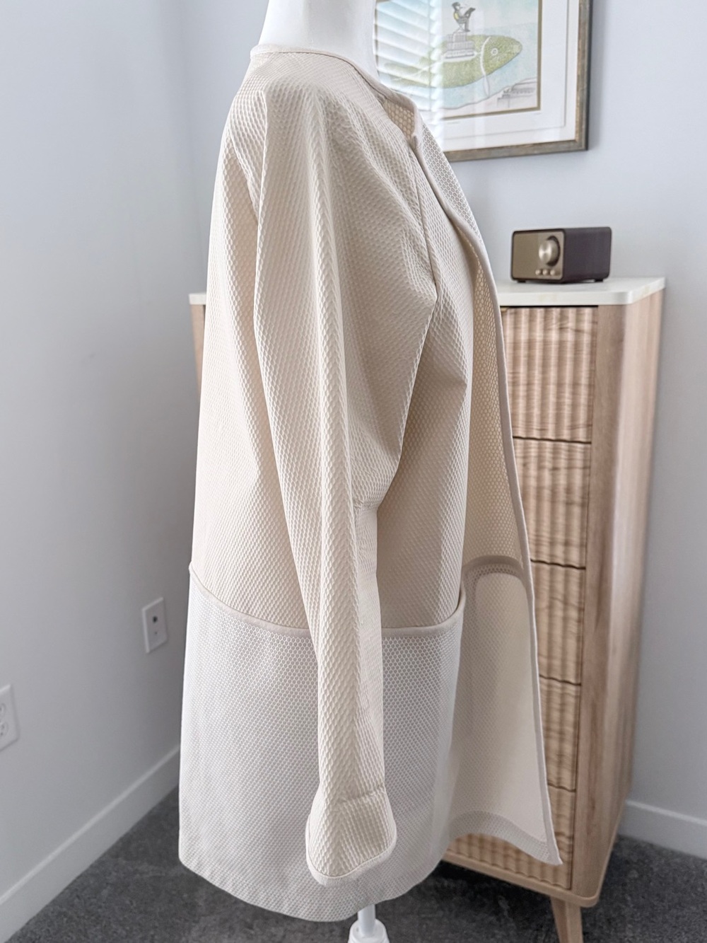 Lafayette 148 New York honeycomb ivory open front light jacket med - Picture 2 of 7